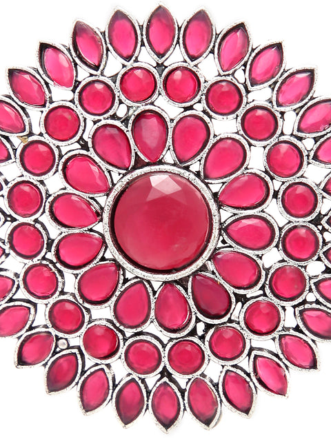 PINK STONES FLOWER SETTING COCKTAIL RING