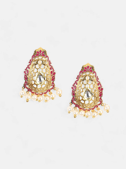 The Zayna Drop Earrings - Magenta Pink-SOHEAR1550
