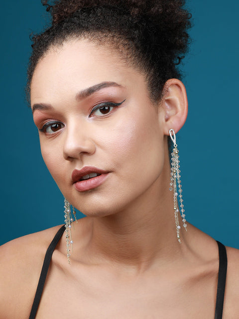 Gold-Plated Contemporary Drop Earrings