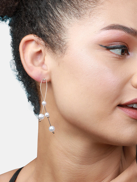 Gold-Plated Contemporary Drop Earrings