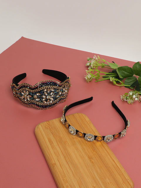 Glamour Statement Set of 2 Embellished Hairband