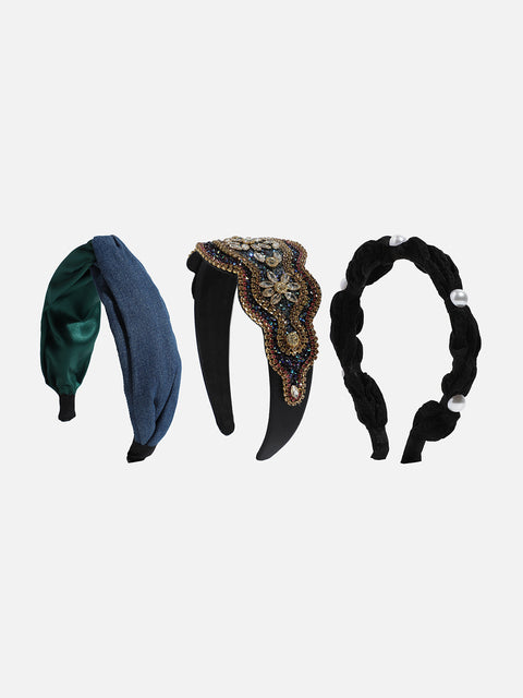 Fashionably Floral Set of 3 Embellished Hairband