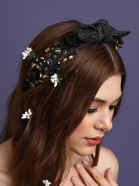 Embellished Hairband With Bow