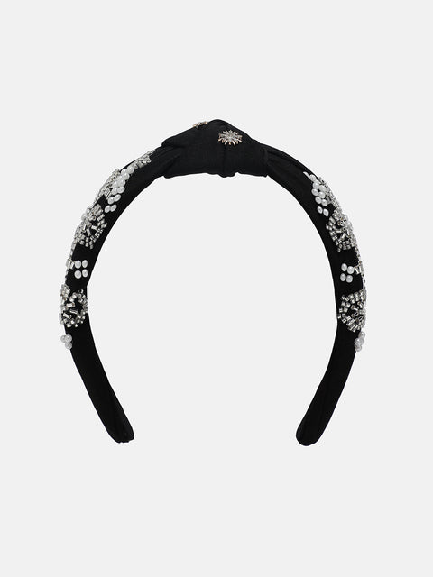 Women's The Embellished Knot Hairband - Midnight Black