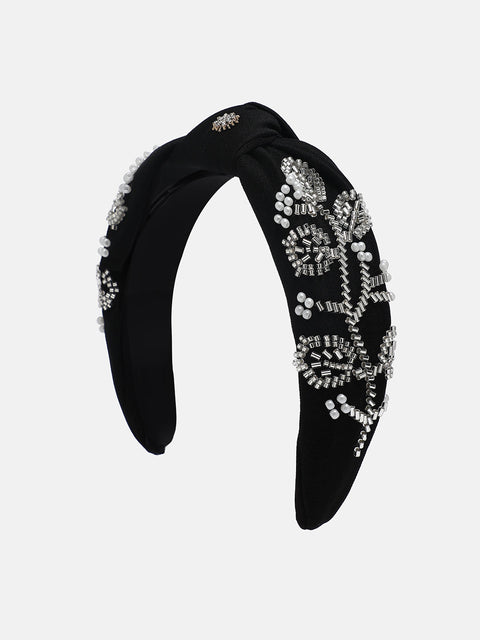 Women's The Embellished Knot Hairband - Midnight Black