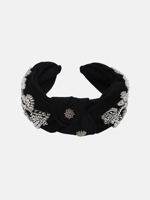 Women's The Embellished Knot Hairband - Midnight Black