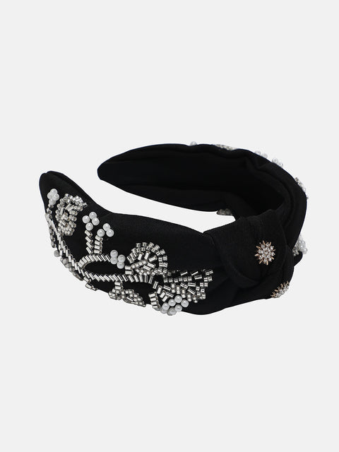 Women's The Embellished Knot Hairband - Midnight Black