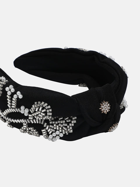 Women's The Embellished Knot Hairband - Midnight Black
