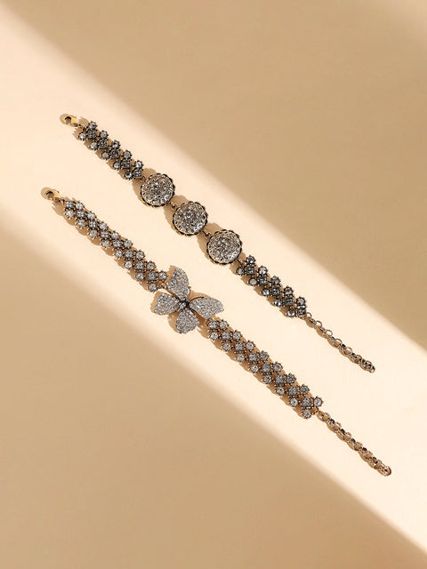 Set Of 2 Gold-Plated Link Bracelet