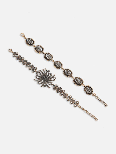 Set Of 2 Crystal-Studded Wraparound Bracelets