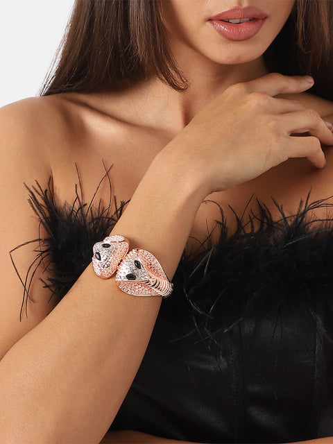 Embellished Snakehead Cuff Bracelet
