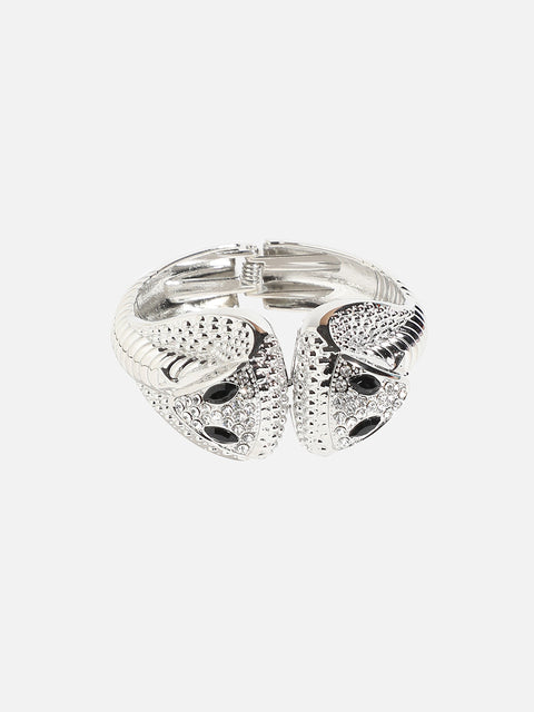 Silver Plated Stones Studded Cuff Bracelet