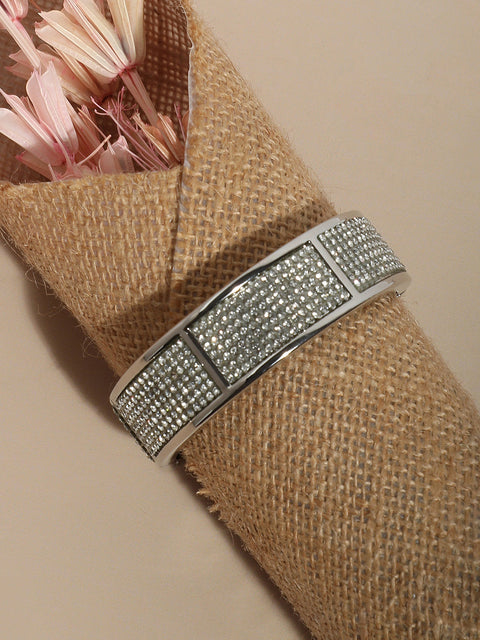 Silver Plated Stone Studded Bangle Bracelet