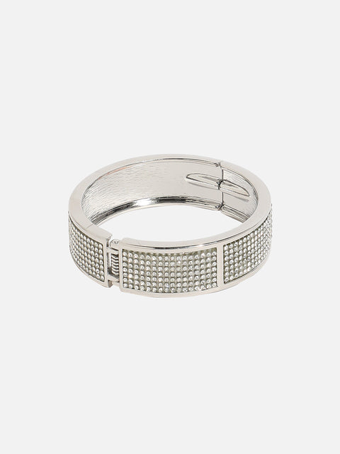 Silver Plated Stone Studded Bangle Bracelet
