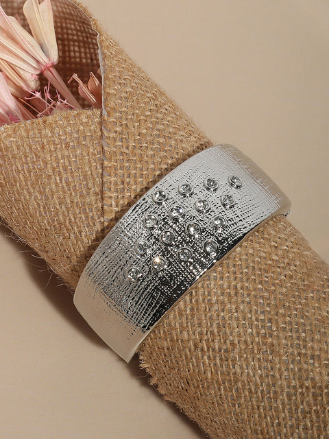 Silver Plated Crystal Studded Cuff Bracelet
