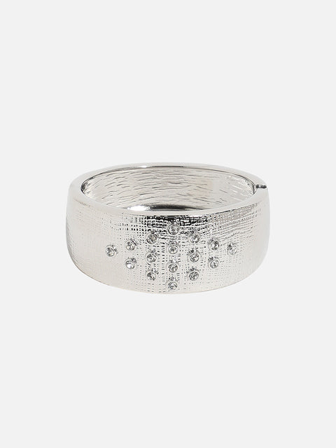 Silver Plated Crystal Studded Cuff Bracelet