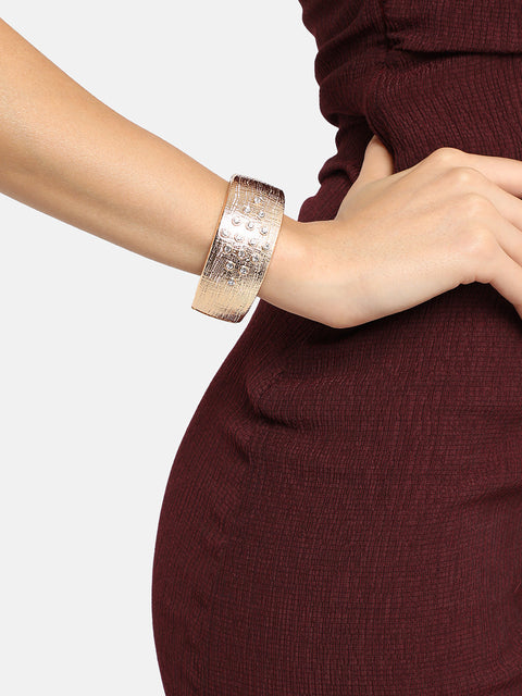 Gold Plated Crystal Studded Cuff Bracelet