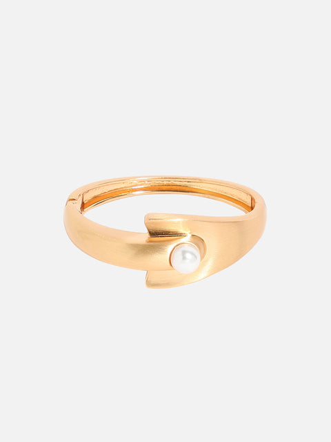 Gold Plated Artificial Beads Cuff Bracelet