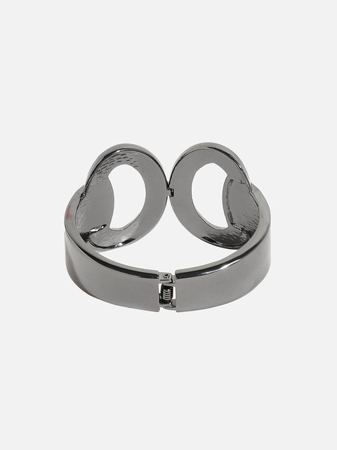 Silver-Plated Stones Studded Circular Cuff Bracelet