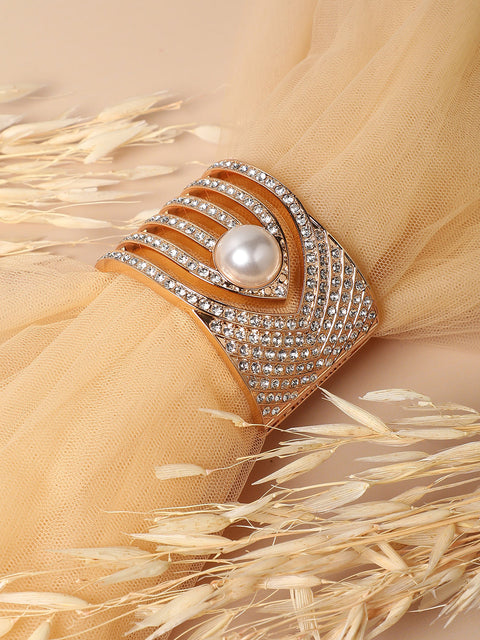 Gold Plated Arrowhead Stone Studded Cuff Bracelet