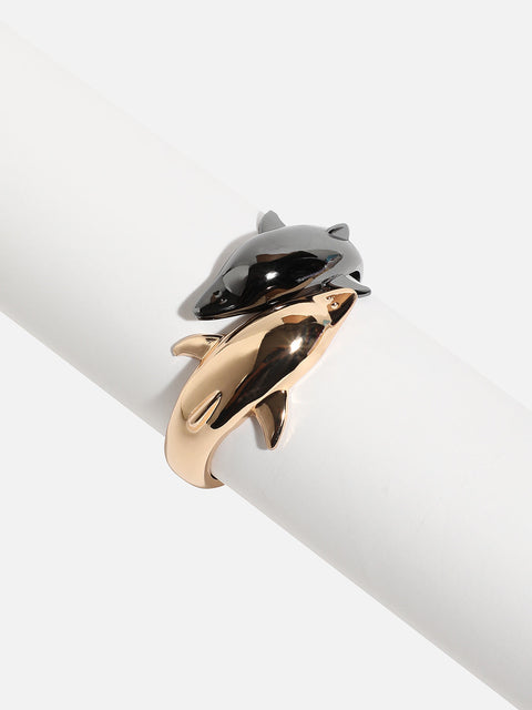 Gold Plated Contrast Whale Cuff Bracelet