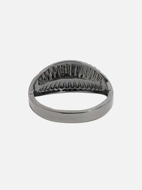 Silver-Plated Stones Studded Leaflet Cuff Bracelet
