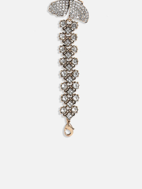Gold-Plated Crystal Studded Charm Bracelet