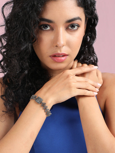 Gold-Plated Stone-Studded Link Bracelet