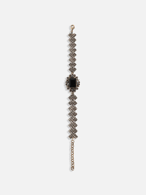 Gold-Plated Crystal Studded Link Bracelet