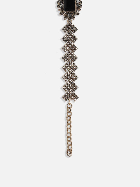 Gold-Plated Crystal Studded Link Bracelet