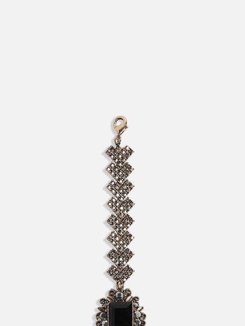 Gold-Plated Crystal Studded Link Bracelet