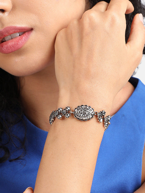 Gold-Plated Stone Studded Link Bracelet
