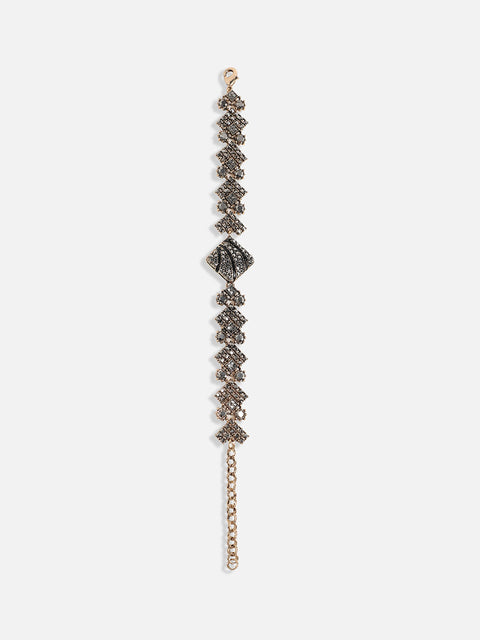 Gold-Plated Crystal Studded Link Bracelet