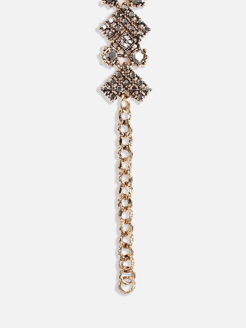 Gold-Plated Crystal Studded Link Bracelet