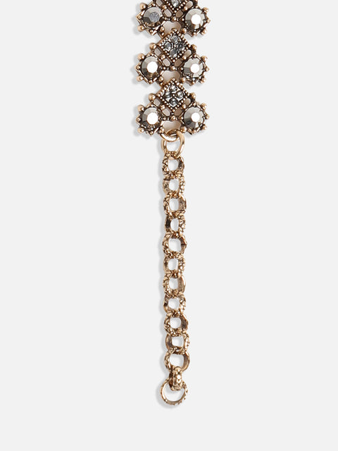Gold-Plated Crystal Studded Charm Bracelet