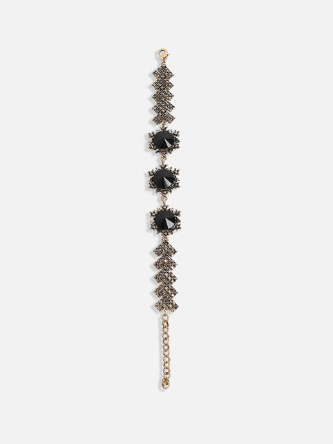 Gold-Plated Crystal Studded Charm Bracelet