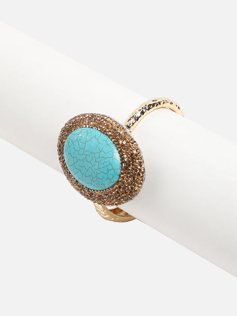 Gold Plated Stone Studded Bangle Style Bracelet