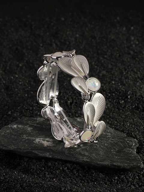 Silver Plated Stone Studded Elasticated Bracelet