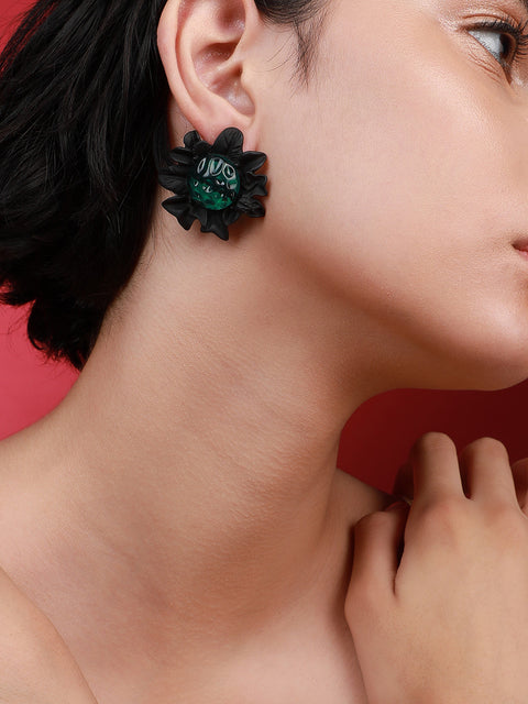 Set Of 2 Contemporary Stone Studded Drop Earrings