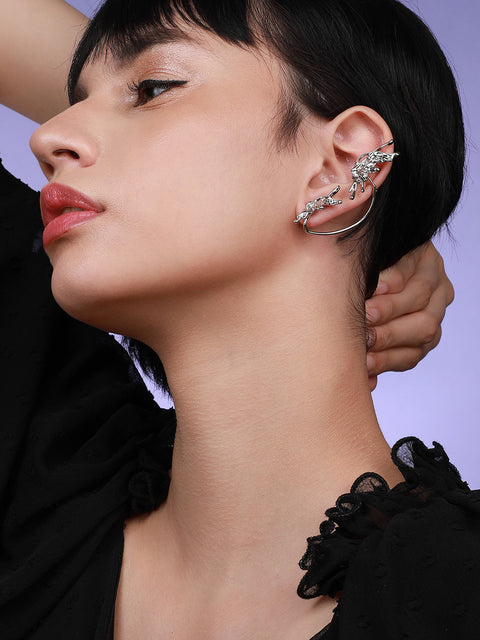 Gilded Gems High-End Set Of 2 Silver-Plated Contemporary Studs Earrings