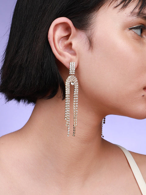 Fancy Glam Chronicles Elegant Set Of 2 Silver-Plated Contemporary Drop Earrings
