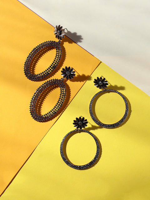 Set Of 2 Gold-Plated Contemporary Drop Earrings