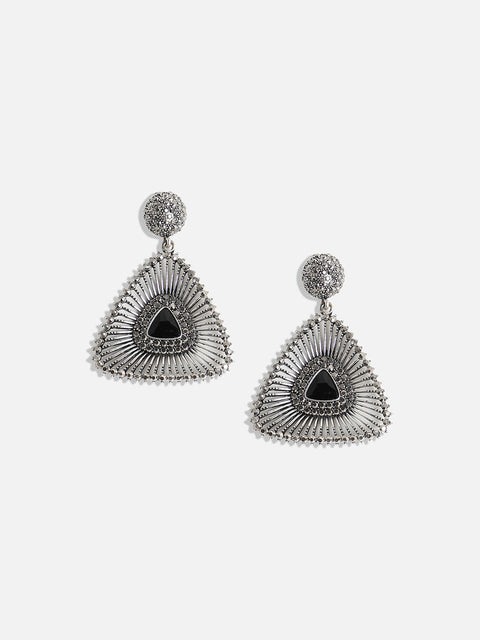 Set Of 2 Silver-Plated Contemporary Drop Earrings