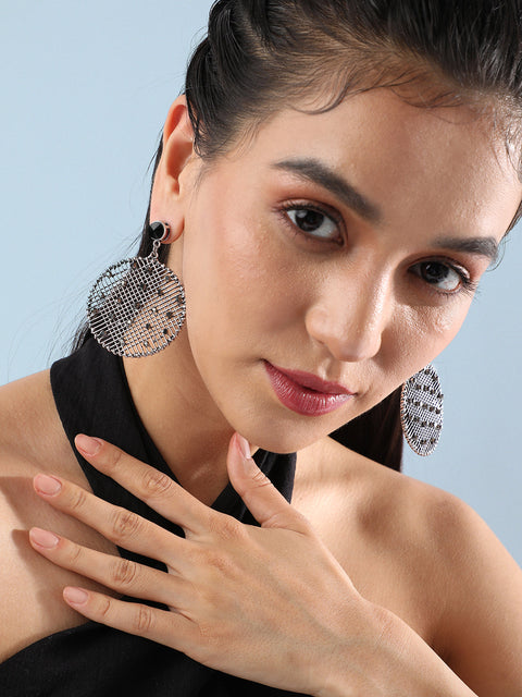 Set Of 2 Silver-Plated Contemporary Drop Earrings