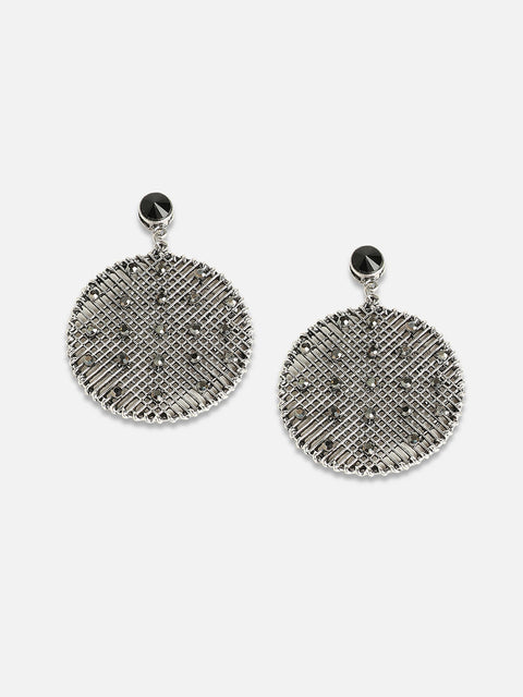 Set Of 2 Silver-Plated Contemporary Drop Earrings