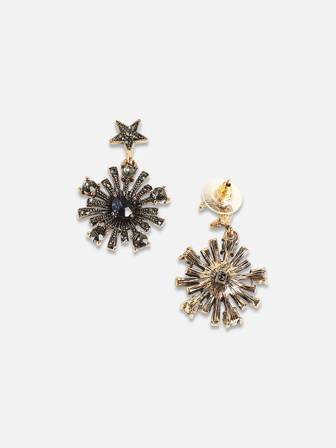 Set Of 2 Gold-Plated Contemporary Studs Earrings