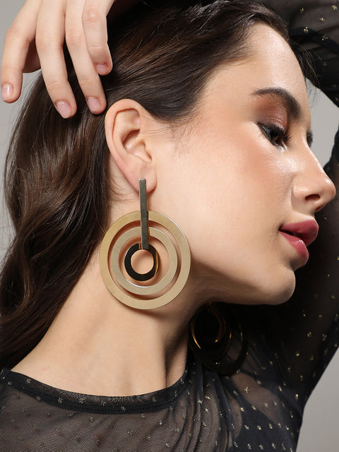 Set Of 2 Gold-Plated Contemporary Drop Earrings