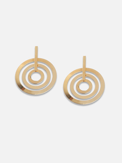 Set Of 2 Gold-Plated Contemporary Drop Earrings