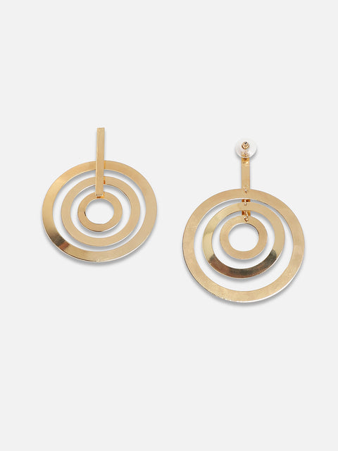 Set Of 2 Gold-Plated Contemporary Drop Earrings