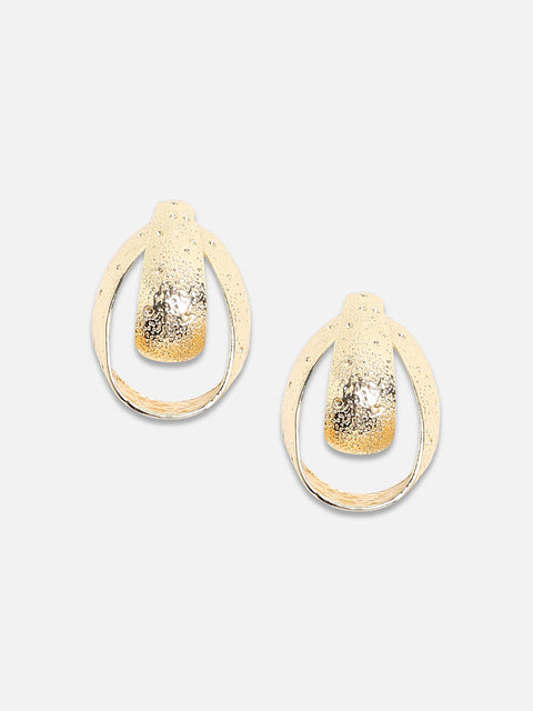 Set Of 2 Gold-Plated Contemporary Studs Earrings